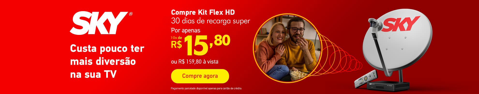 SKY Pré Pago Kit Flex HD com 30 dias de recarga Super